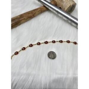 14k Gold Bel Oro Italy Enamel Ladybug Bracelet 7" Heavy 3d